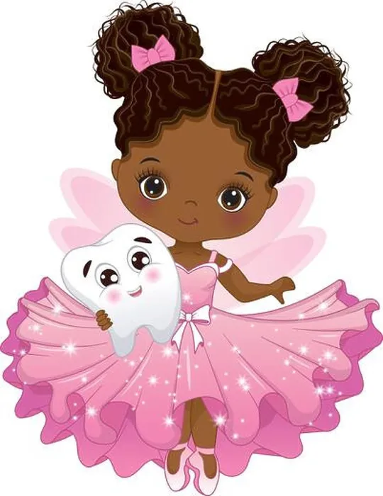 Framed Print : Vector Cute African American Tooth Fairy with Tooth Framed Print : Vector Cute African American Tooth Fairy with Tooth