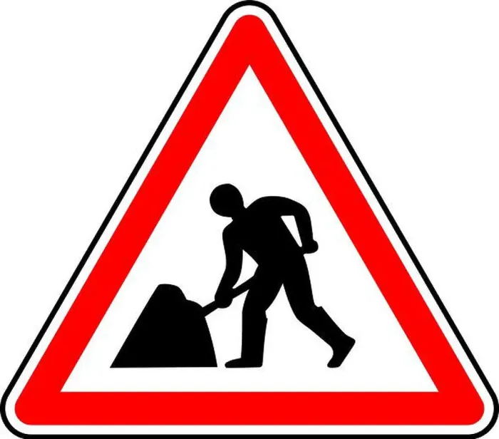 Framed Print : Vector graphic of a uk road works ahead road sign. It consists of a man digging symbol contained within a red triangle Framed Print : Vector graphic of a uk road works ahead road sign. It consists of a man digging symbol contained within a red triangle