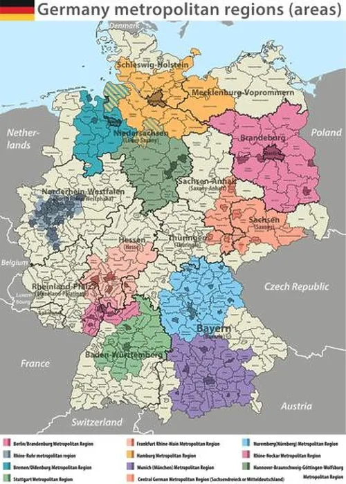 Framed Print : vector high detailed map of Germany metropolitan regions (areas) Framed Print : vector high detailed map of Germany metropolitan regions (areas)