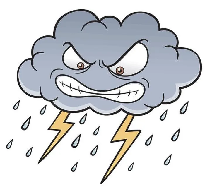 Framed Print : Vector illustration of Cartoon Clouds with Thunder Framed Print : Vector illustration of Cartoon Clouds with Thunder