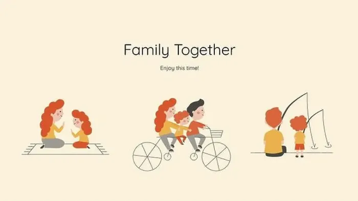 Framed Print : Vector illustration of cartoon family members spending time together Framed Print : Vector illustration of cartoon family members spending time together