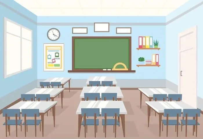 Framed Print : Vector illustration of classroom in school Framed Print : Vector illustration of classroom in school