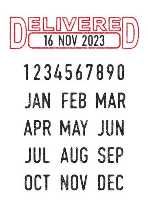 Framed Print : Vector illustration of the Delivered stamp and editable dates (day, month and year) in ink stamps Framed Print : Vector illustration of the Delivered stamp and editable dates (day, month and year) in ink stamps