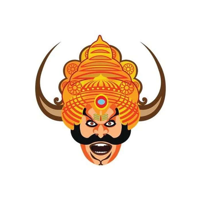 Framed Print : Vector Illustration of demon, the ravana having horn and realistic face Framed Print : Vector Illustration of demon, the ravana having horn and realistic face