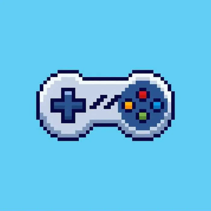 Framed Print : Vector Illustration of game controller with Pixel Art Design, perfect for game assets themed designs
