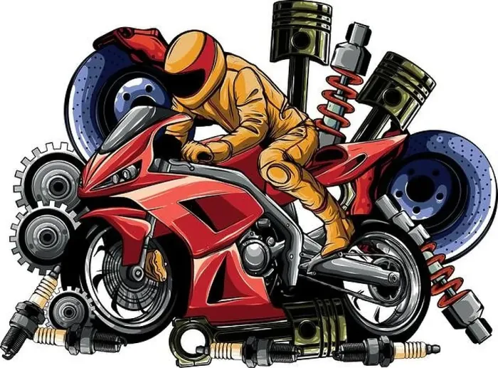 Framed Print : Vector illustration of motorbike with Spares design Framed Print : Vector illustration of motorbike with Spares design