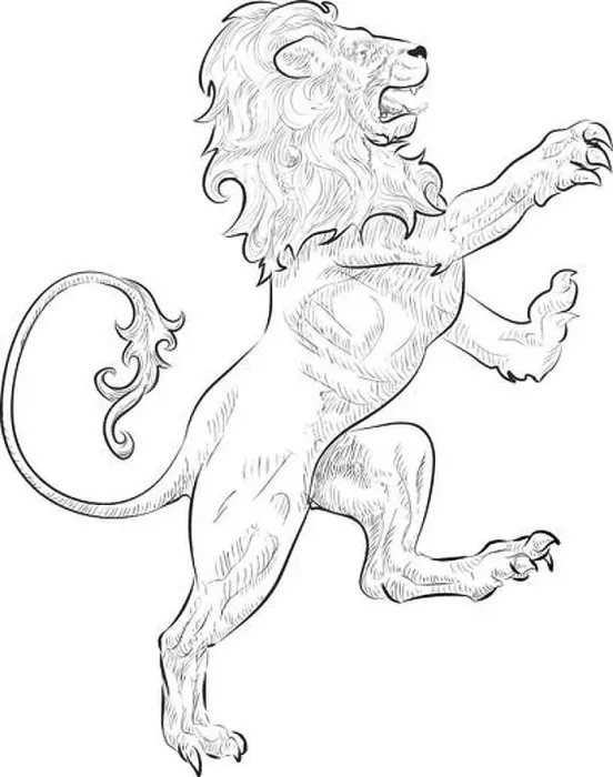 Framed Print : A vector illustration of a rampant (standing on hind legs) lion
