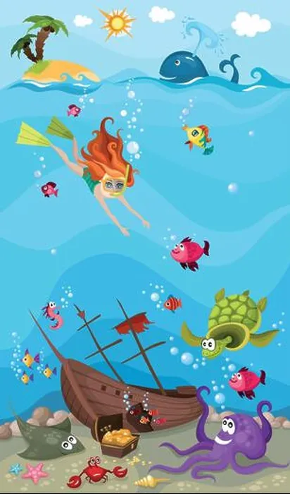 Framed Print : vector illustration of a sea life Framed Print : vector illustration of a sea life