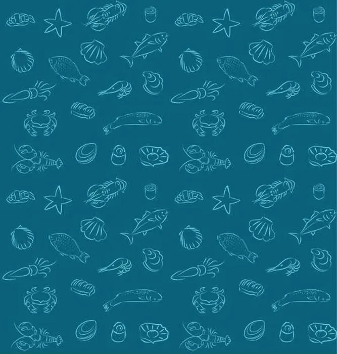 Framed Print : Vector illustration of seamless seafood pattern Framed Print : Vector illustration of seamless seafood pattern