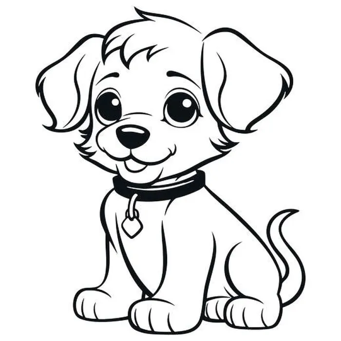 Framed Print : Vector isolated cute cartoon little puppy, black line outline drawing Framed Print : Vector isolated cute cartoon little puppy, black line outline drawing