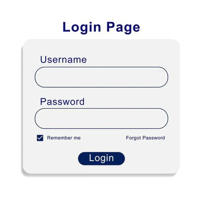 Framed Print : A vector of the login page icon with the username and password fields on the white background