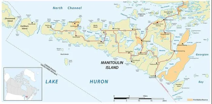 Framed Print : Vector map of the Canadian island of Manitoulin in Lake Huron, Ontario, Canada Framed Print : Vector map of the Canadian island of Manitoulin in Lake Huron, Ontario, Canada