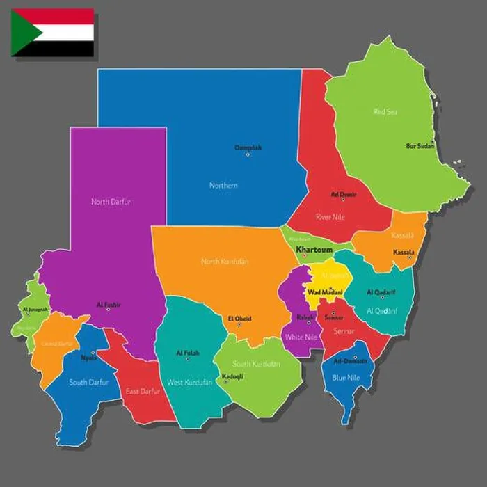 Framed Print : Vector map of Sudan with names of cities and with borders city Framed Print : Vector map of Sudan with names of cities and with borders city