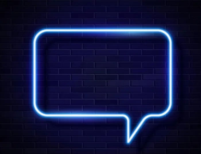 Framed Print : Vector Neon Blue Glowing Speech Bubble Sign Framed Print : Vector Neon Blue Glowing Speech Bubble Sign