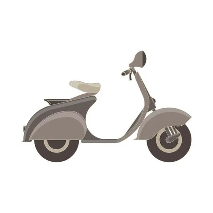 Framed Print : Vector scooter flat icon isolated side view. Bike illustration vehicle city design moped transport motorcycle
