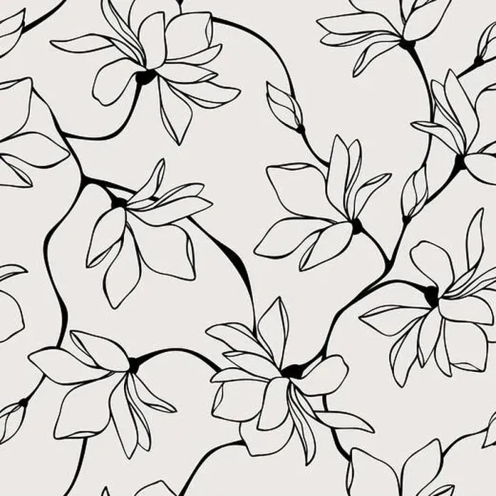 Framed Print : Vector seamless floral pattern with magnolia flowers. Line art illustration Framed Print : Vector seamless floral pattern with magnolia flowers. Line art illustration
