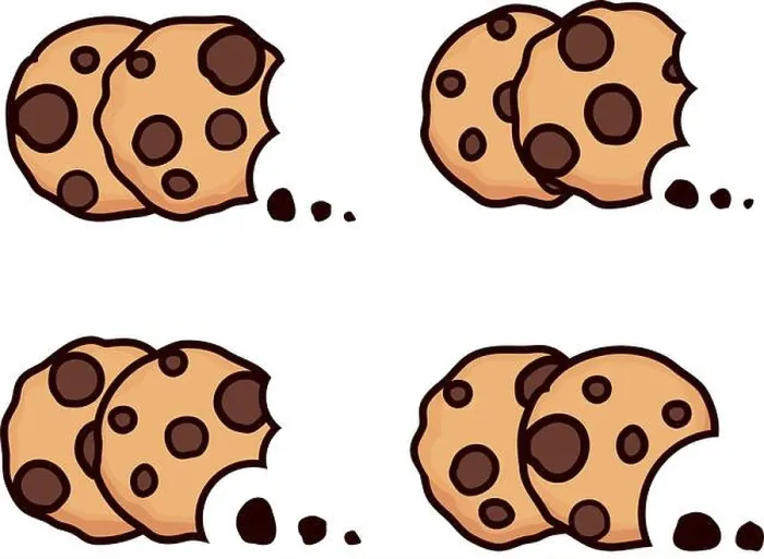 Framed Print : vector set of chocolate chip bitten cookies isolated on white background Framed Print : vector set of chocolate chip bitten cookies isolated on white background