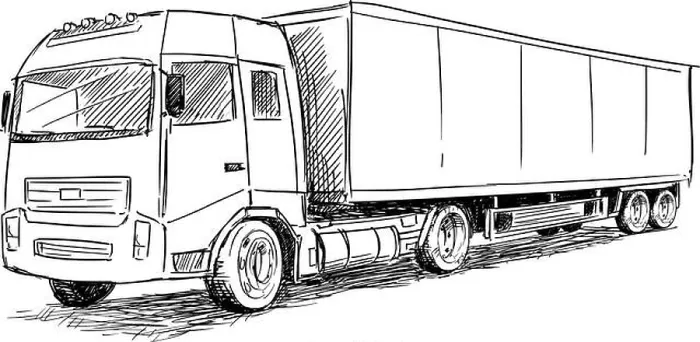 Framed Print : Vector Sketch Drawing Illustration of Truck Framed Print : Vector Sketch Drawing Illustration of Truck