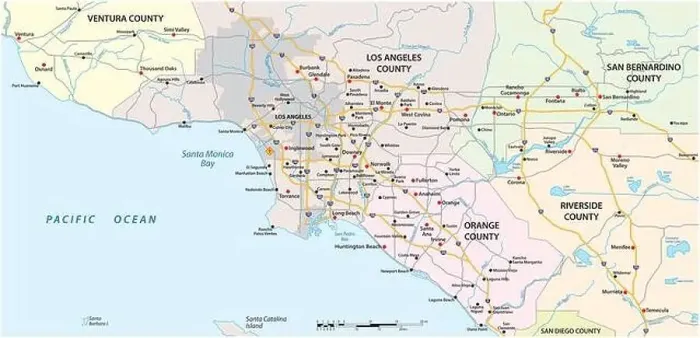 Framed Print : vector street map of greater Los Angeles area, California, United States Framed Print : vector street map of greater Los Angeles area, California, United States