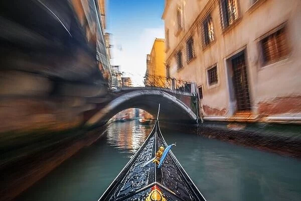 Venice, Italy from a fast moving gondola with motion blur