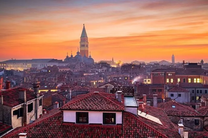 Framed Print : Venice, Italy rooftop skyline and historic landmarks at dusk Framed Print : Venice, Italy rooftop skyline and historic landmarks at dusk