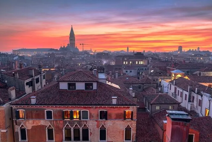 Framed Print : Venice, Italy rooftop skyline and historic landmarks at dusk Framed Print : Venice, Italy rooftop skyline and historic landmarks at dusk