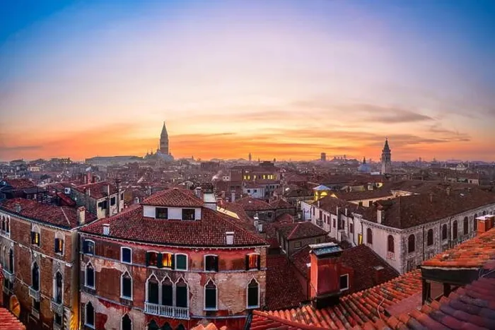 Framed Print : Venice, Italy rooftop skyline and historic landmarks at dusk Framed Print : Venice, Italy rooftop skyline and historic landmarks at dusk