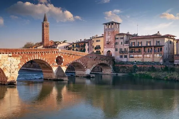 Framed Print : Verona, Italy. Cityscape image of beautiful Italian town Verona with the Stone Bridge over Adige River at sunset Framed Print : Verona, Italy. Cityscape image of beautiful Italian town Verona with the Stone Bridge over Adige River at sunset