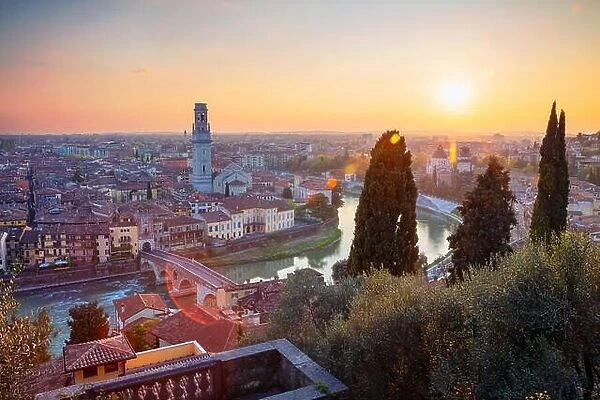 Verona, Italy. Cityscape image of Verona, Italy during sunset