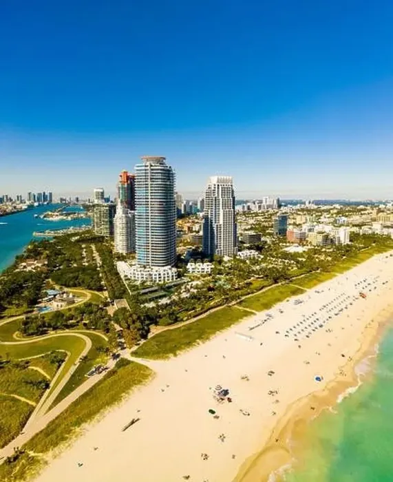 Framed Print : Vertical aerial panorama Miami Beach FL USA beautiful colors Framed Print : Vertical aerial panorama Miami Beach FL USA beautiful colors
