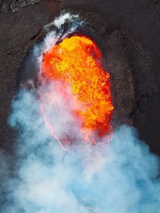 Framed Print : Vertical aerial shot taken by drone of the volcano Sundhnukasgigar Framed Print : Vertical aerial shot taken by drone of the volcano Sundhnukasgigar