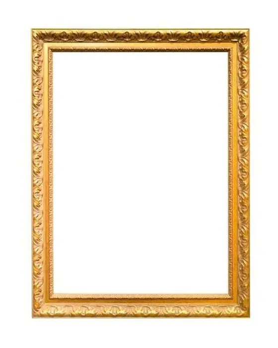 Framed Print : vertical classical wooden picture frame with blank canvas cutout on white background Framed Print : vertical classical wooden picture frame with blank canvas cutout on white background