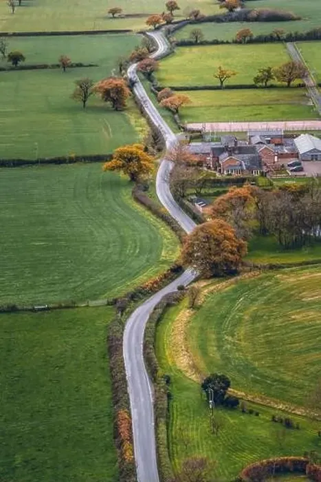 Framed Print : Vertical image long windy road cutting through English Countryside in Cheshire Framed Print : Vertical image long windy road cutting through English Countryside in Cheshire