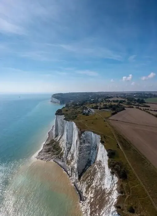 Framed Print : Vertical landscape view of the White Cliffs of Dover and the South Foreland on the English Channel Framed Print : Vertical landscape view of the White Cliffs of Dover and the South Foreland on the English Channel