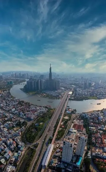 Framed Print : Vertical panorama cityscape photo of downtown Ho Chi Minh city Framed Print : Vertical panorama cityscape photo of downtown Ho Chi Minh city