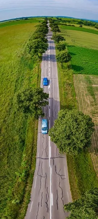 Framed Print : Vertical panoramic view of road made from drone. Useful for tall banner Framed Print : Vertical panoramic view of road made from drone. Useful for tall banner