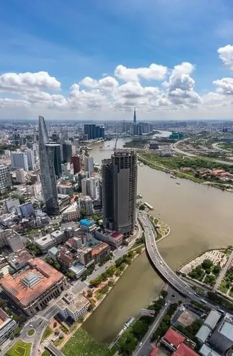 Framed Print : Vertical photo of Saigon downtown in a summer day Framed Print : Vertical photo of Saigon downtown in a summer day
