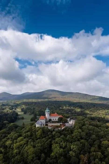 Framed Print : Vertical view of Smolenice Castle in the Little Carpathians in green late summer forest Framed Print : Vertical view of Smolenice Castle in the Little Carpathians in green late summer forest
