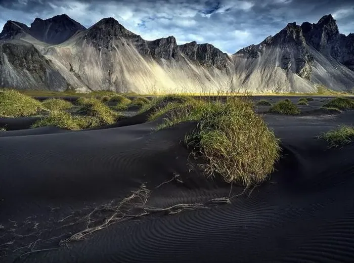 Framed Print : Vestrahorn mountain with black sand beach in the East of Iceland Framed Print : Vestrahorn mountain with black sand beach in the East of Iceland
