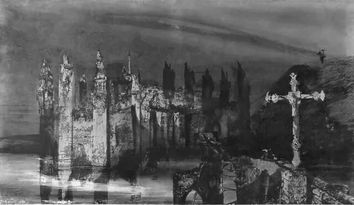 Framed Print : Victor Hugo - The Castle with the Cross - 1875 Framed Print : Victor Hugo - The Castle with the Cross - 1875