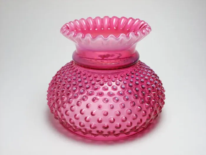 Framed Print : Victorian cranberry and opalescent glass oil lamp shade by Fenton Framed Print : Victorian cranberry and opalescent glass oil lamp shade by Fenton