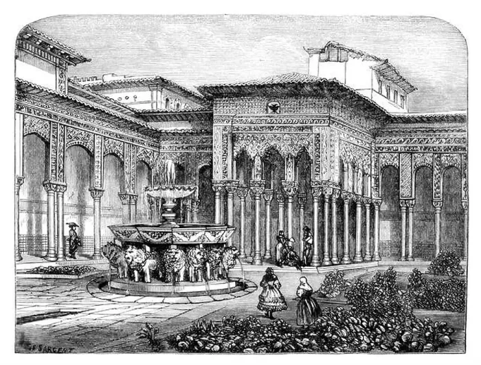 Framed Print : Victorian engraving of the Court of the Lions, Alhambra, Granada Framed Print : Victorian engraving of the Court of the Lions, Alhambra, Granada