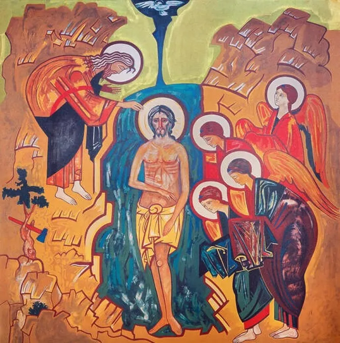 Framed Print : VIENNA, AUSTRIA - DECEMBER 19, 2016: The icon of the Baptist of Christ on the canvas in church Brigitta Kirche by unknown artist of 20. cent Framed Print : VIENNA, AUSTRIA - DECEMBER 19, 2016: The icon of the Baptist of Christ on the canvas in church Brigitta Kirche by unknown artist of 20. cent