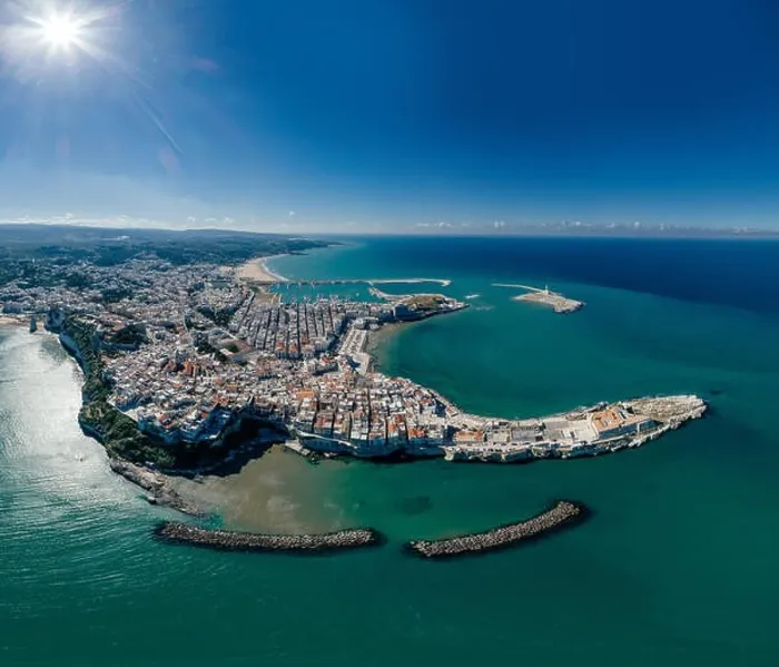 Framed Print : Vieste Apulia City Sea Coastline blue in Italy Drone 360 vr Framed Print : Vieste Apulia City Sea Coastline blue in Italy Drone 360 vr