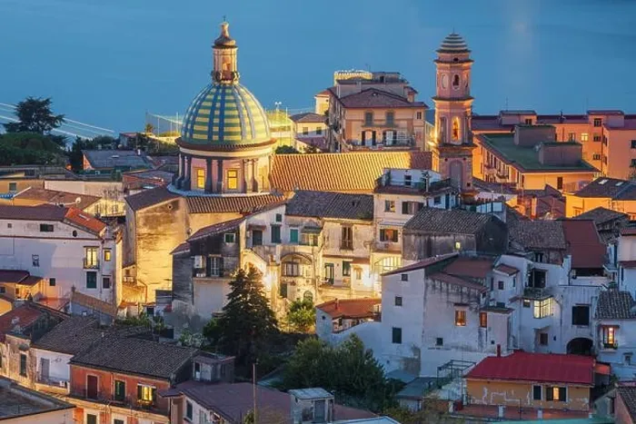 Framed Print : Vietri Sul Mare, Italy town skyline on the Amalfi coast at dusk Framed Print : Vietri Sul Mare, Italy town skyline on the Amalfi coast at dusk