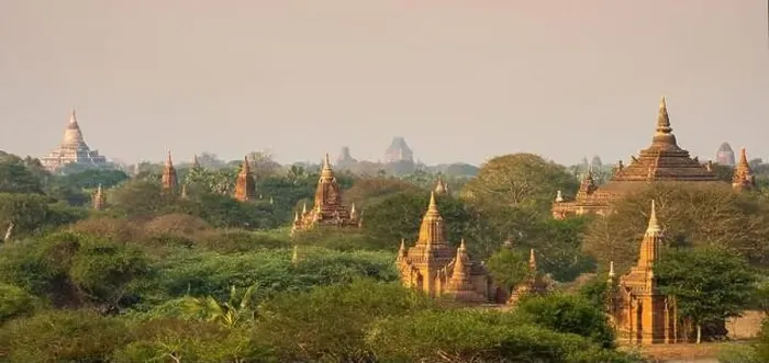 Framed Print : View from above, stunning aerial view of the Bagan Archaeological Zone at sunset Framed Print : View from above, stunning aerial view of the Bagan Archaeological Zone at sunset