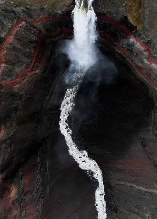 Framed Print : View from above, stunning aerial view of the Hengifoss Waterfall Framed Print : View from above, stunning aerial view of the Hengifoss Waterfall