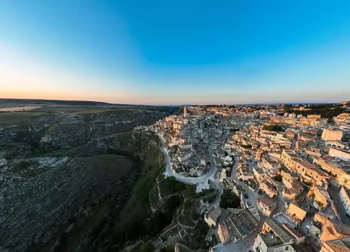 Framed Print : View from above, stunning aerial view of the Matera's skyline during a beautiful sunrise Framed Print : View from above, stunning aerial view of the Matera's skyline during a beautiful sunrise