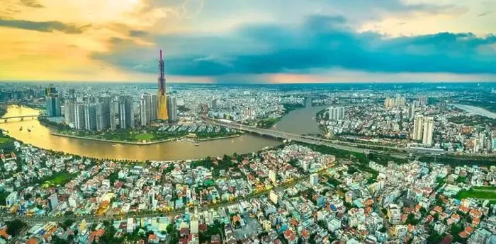 Framed Print : Top view aerial of center Ho Chi Minh city Framed Print : Top view aerial of center Ho Chi Minh city