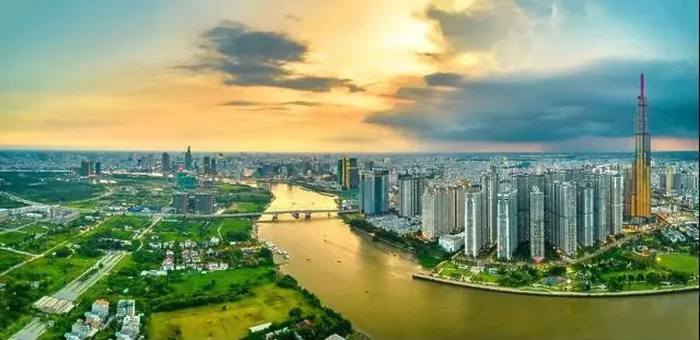 Framed Print : Top view aerial of center Ho Chi Minh city Framed Print : Top view aerial of center Ho Chi Minh city